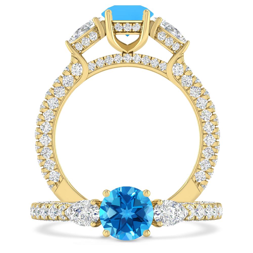 Yellow Gold - Blue Topaz