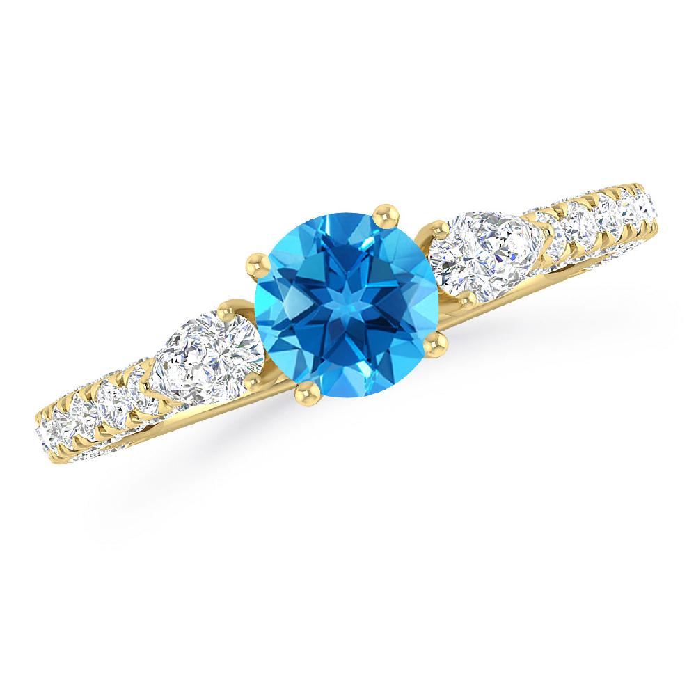 Yellow Gold - Blue Topaz