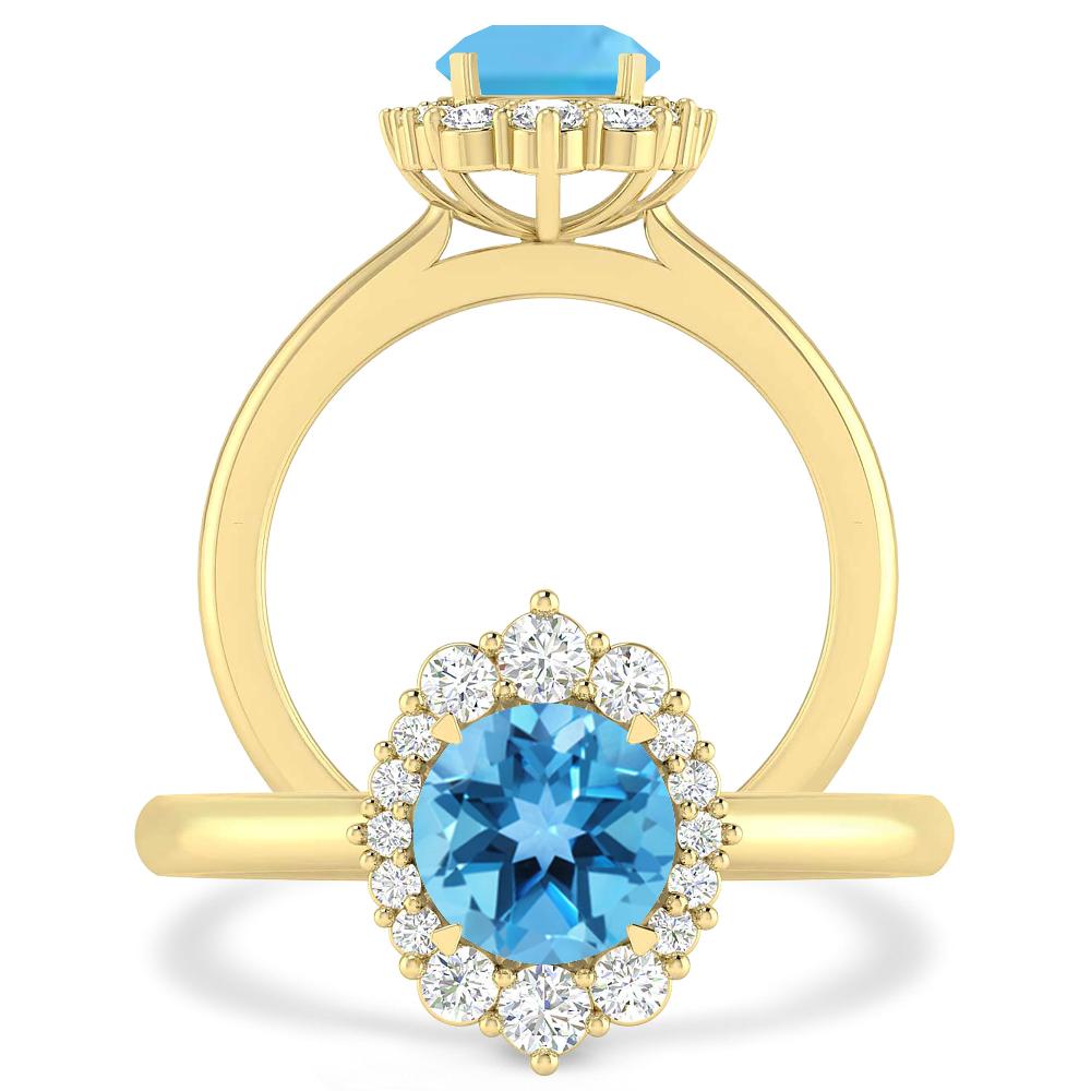 Yellow Gold - Blue Topaz