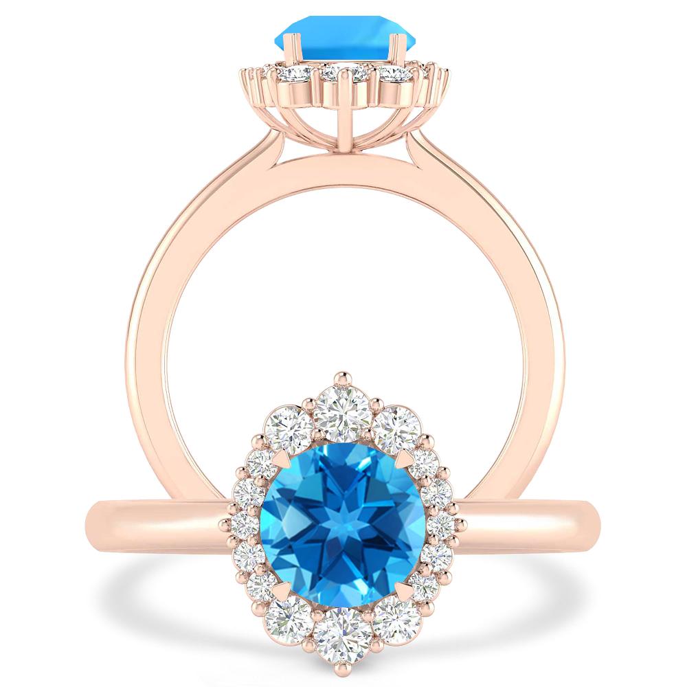 Rose Gold - Blue Topaz