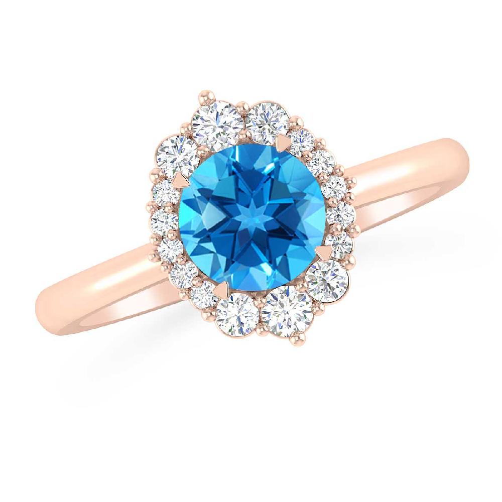 Rose Gold - Blue Topaz