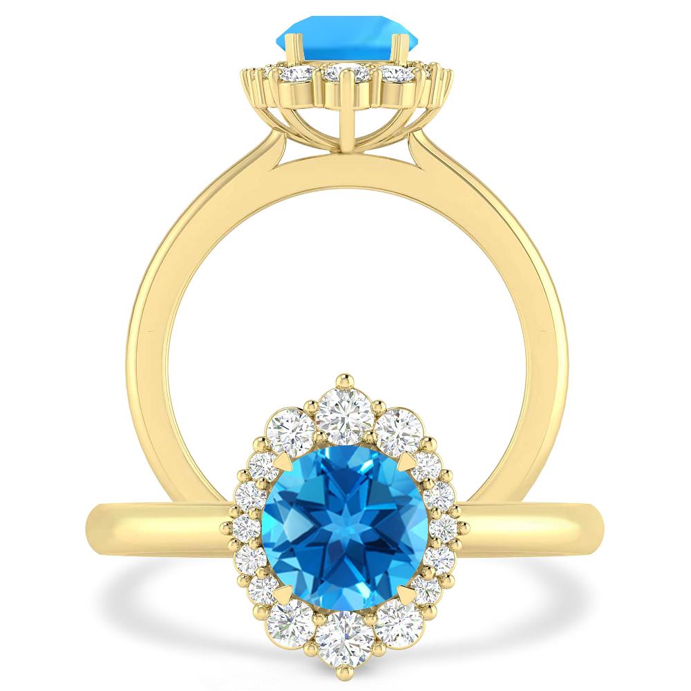 Yellow Gold - Blue Topaz