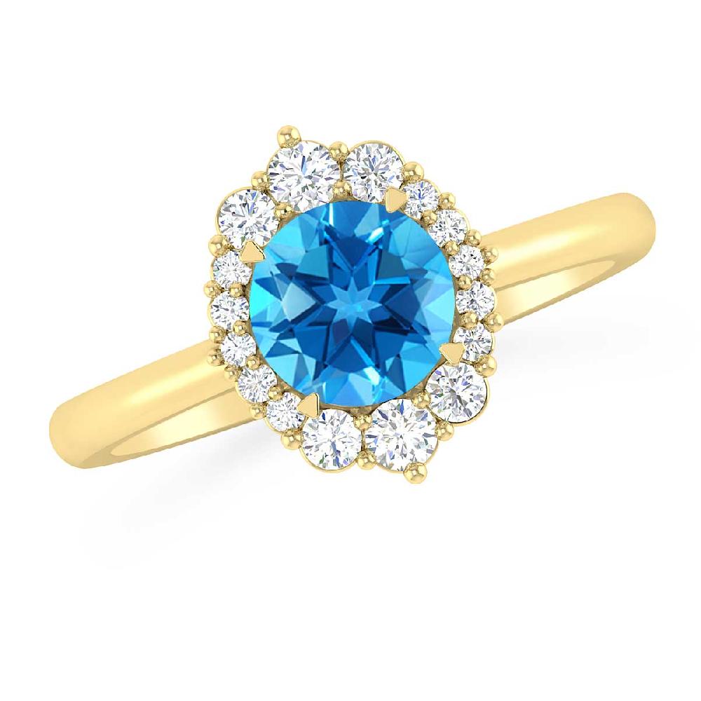 Yellow Gold - Blue Topaz