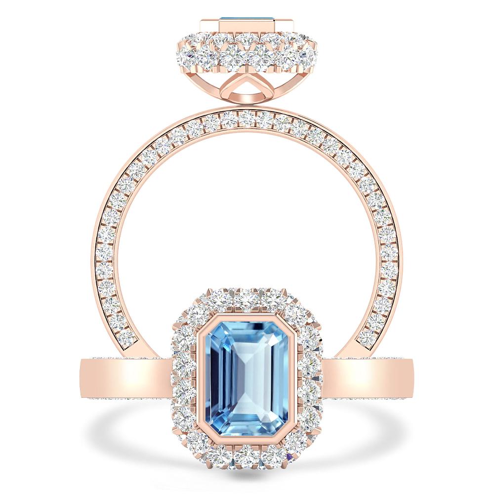 Rose Gold - Aquamarine