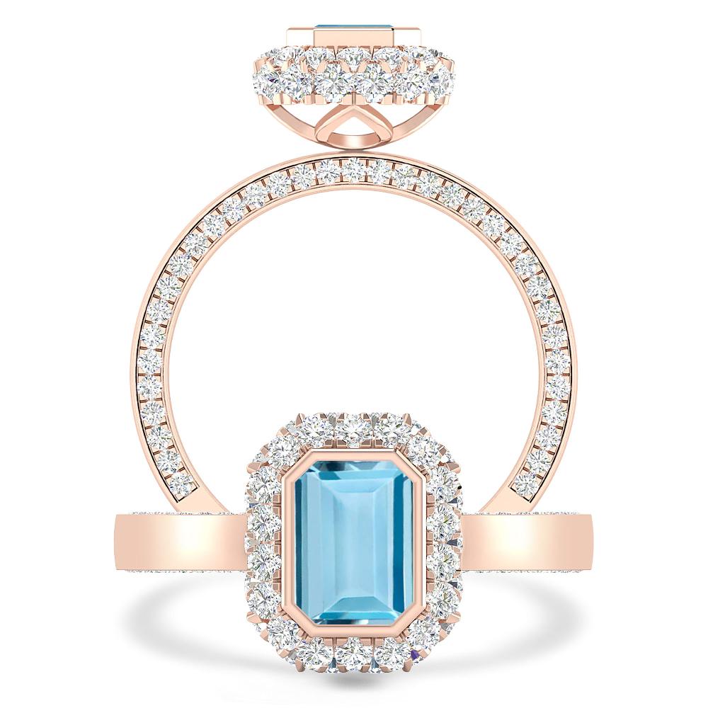 Rose Gold - Aquamarine