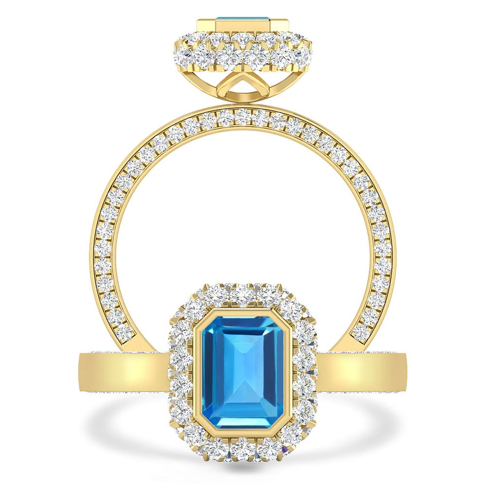 Yellow Gold - Blue Topaz