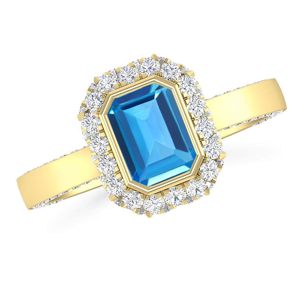 Yellow Gold - Blue Topaz