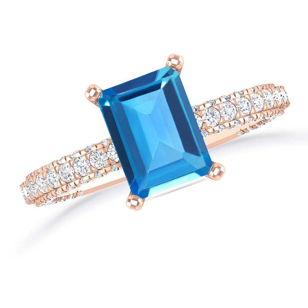 Rose Gold - Blue Topaz