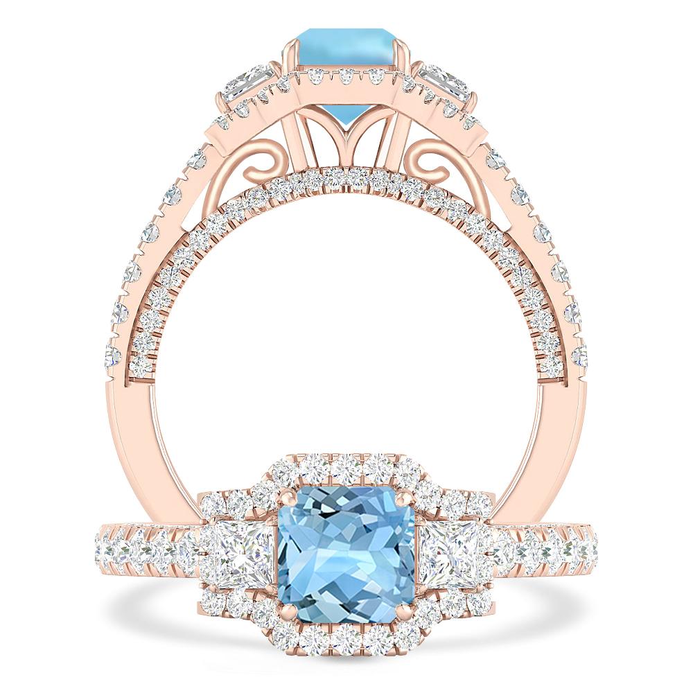 Rose Gold - Aquamarine