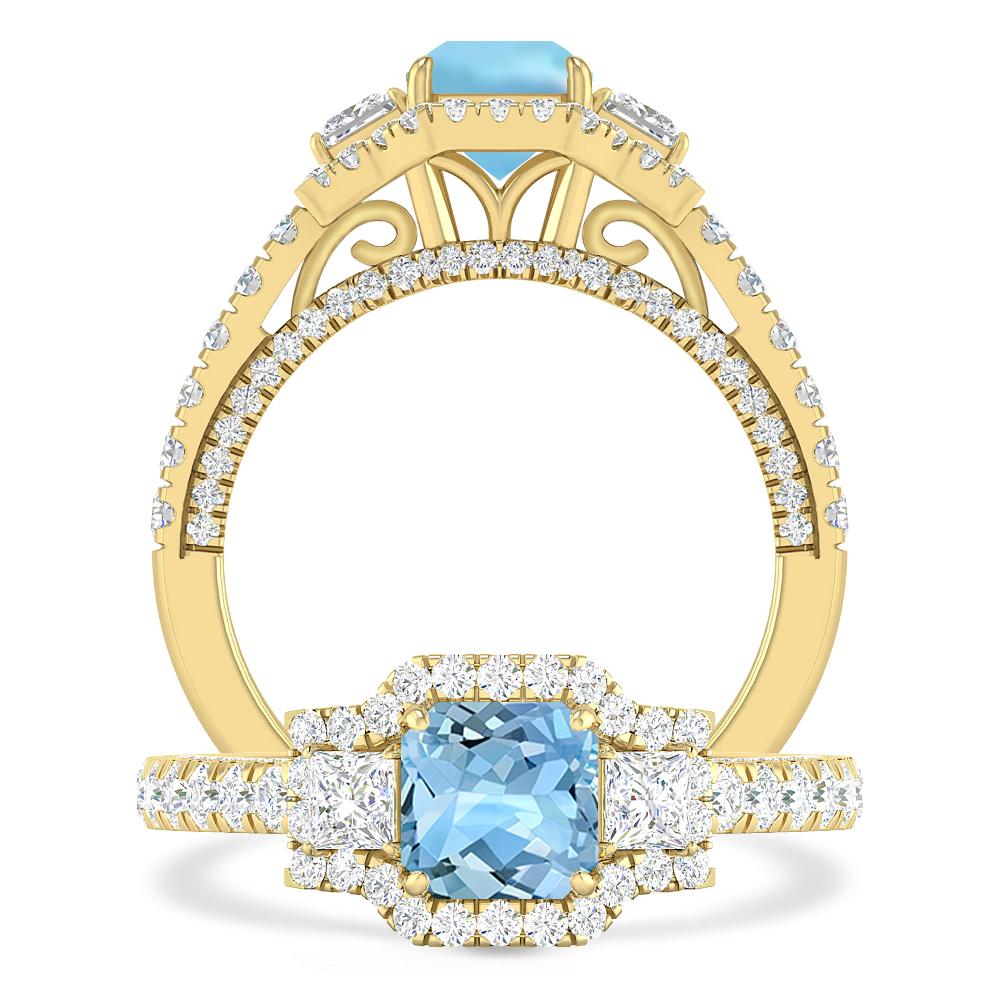 Yellow Gold - Aquamarine