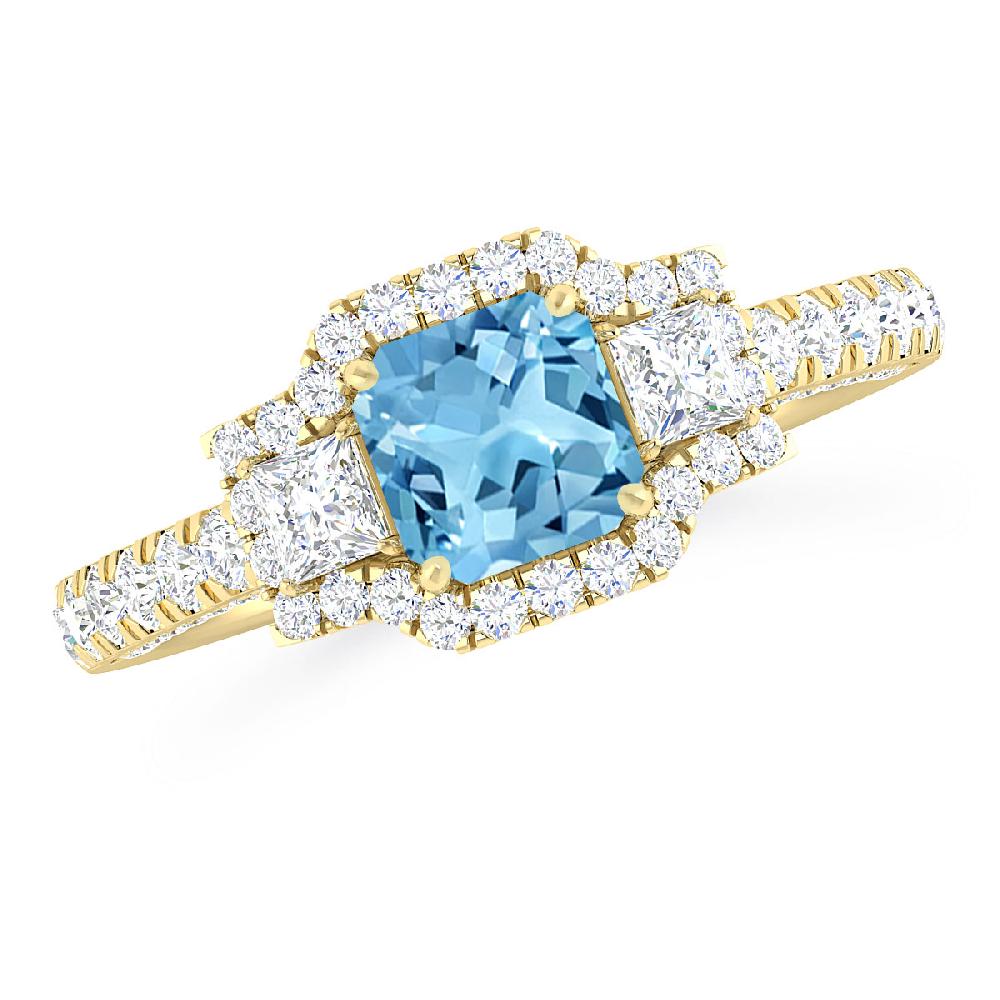 Yellow Gold - Blue Topaz