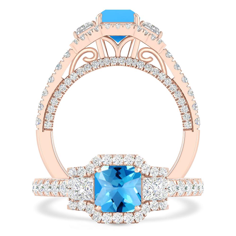 Rose Gold - Blue Topaz