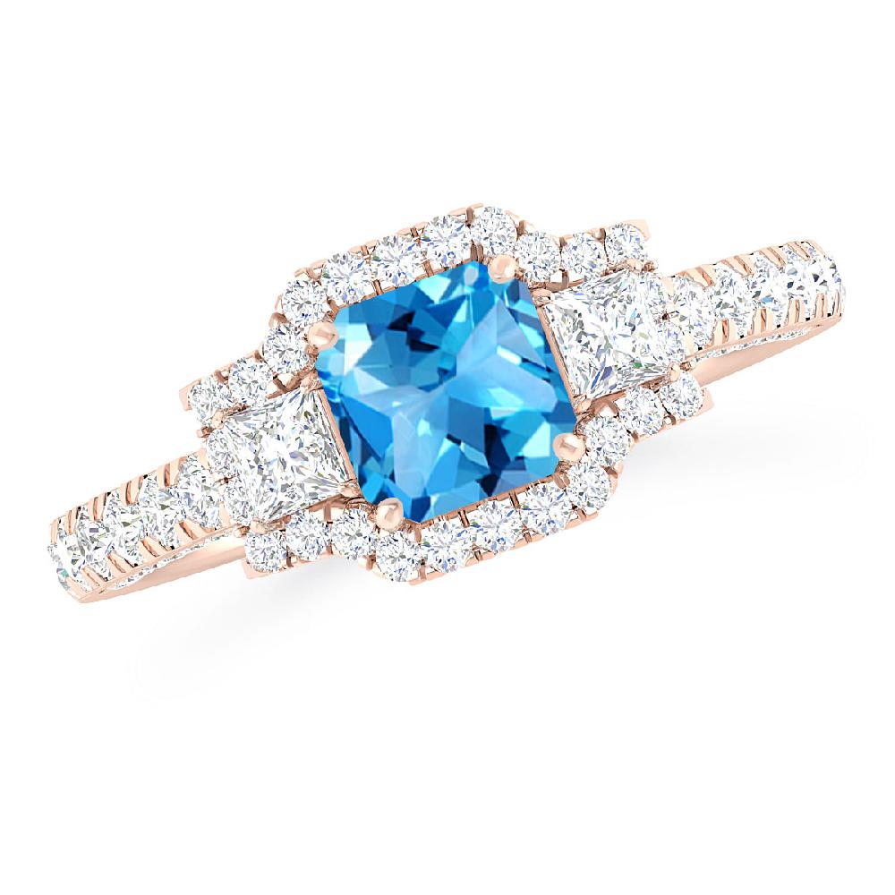 Rose Gold - Blue Topaz