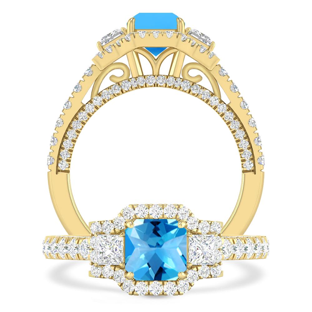 Yellow Gold - Blue Topaz