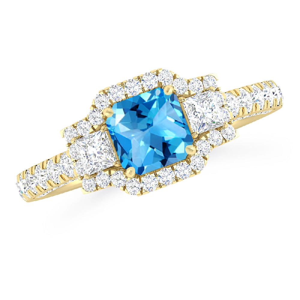 Yellow Gold - Blue Topaz