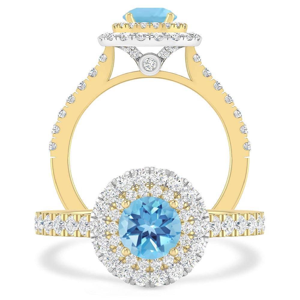 Yellow Gold - Blue Topaz