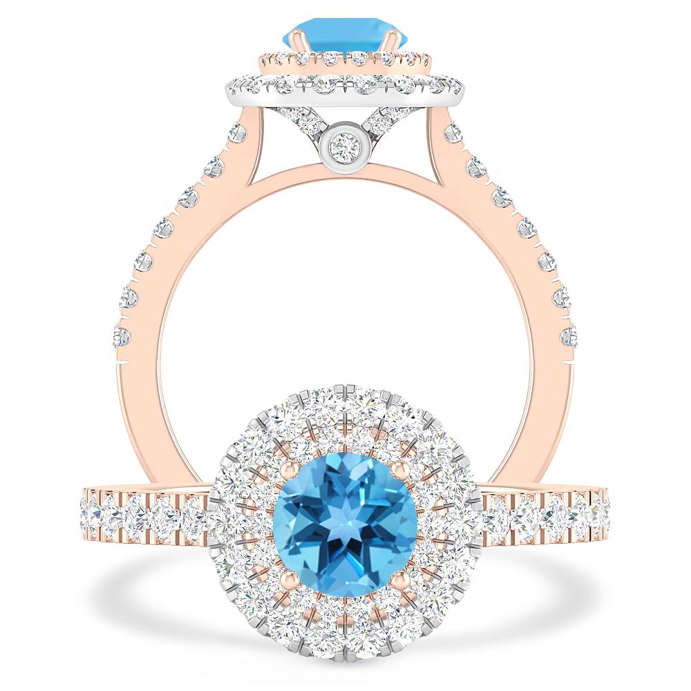 Rose Gold - Blue Topaz