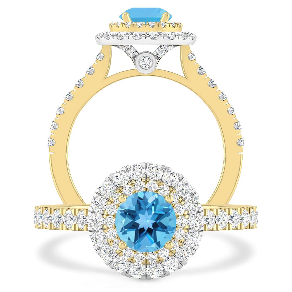 Yellow Gold - Blue Topaz