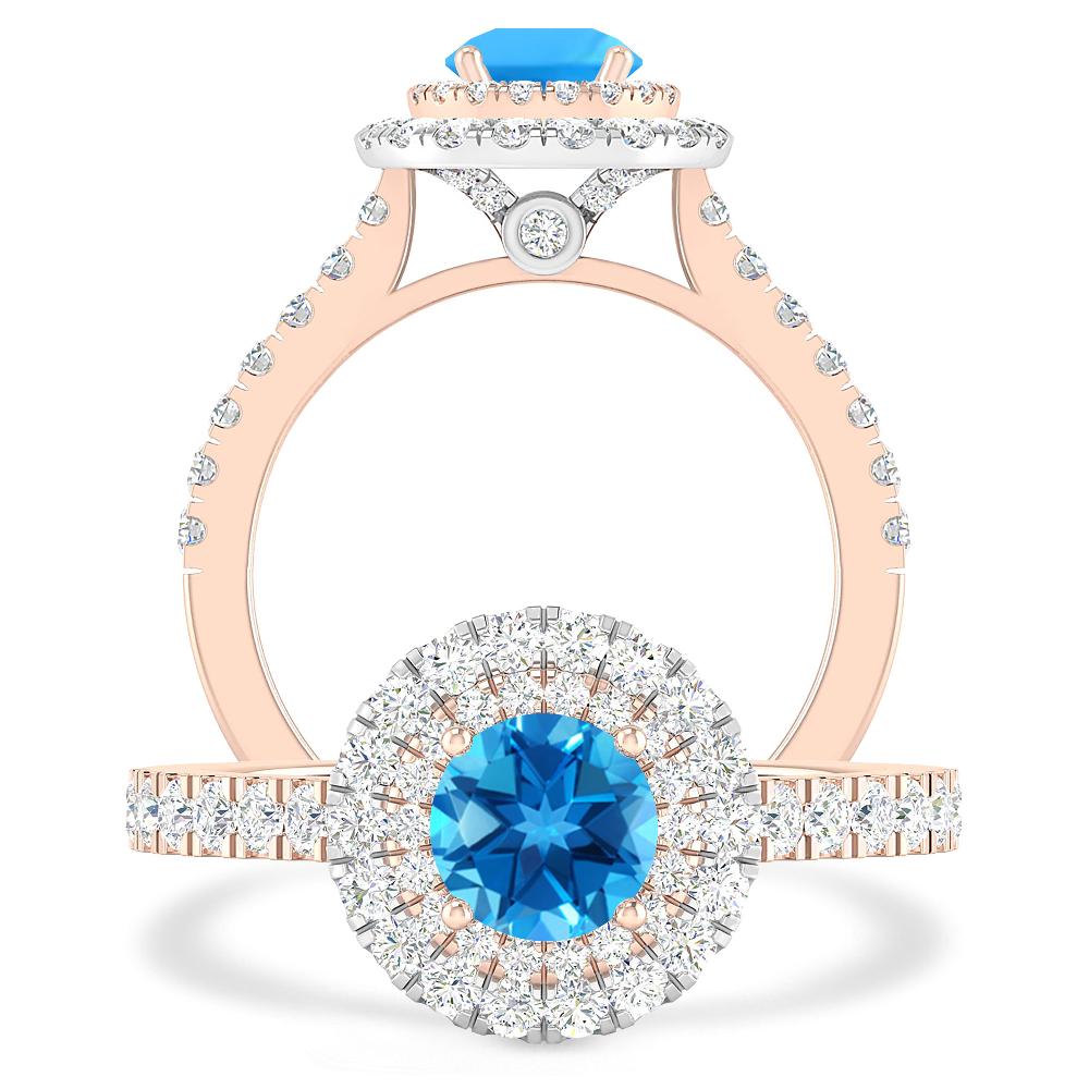 Rose Gold - Blue Topaz