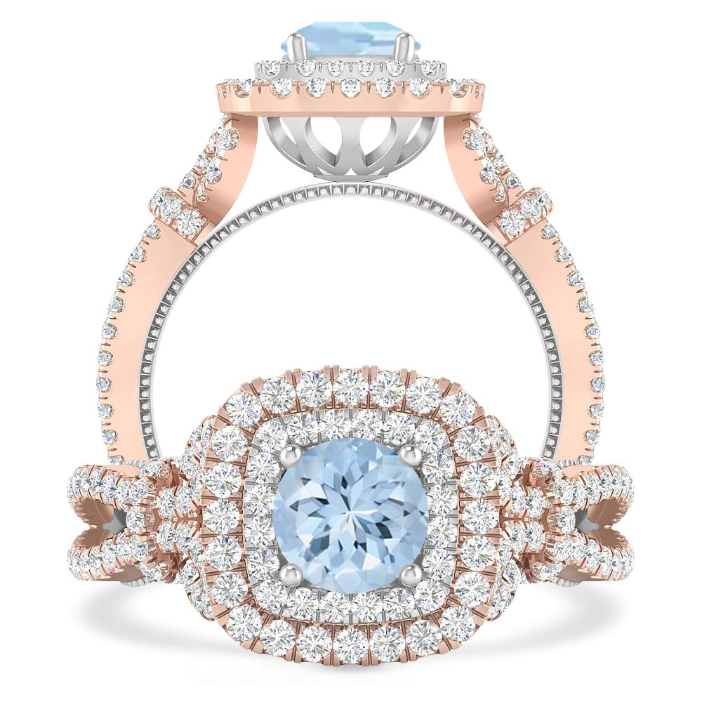 Rose Gold - Aquamarine