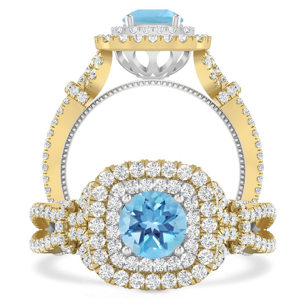 Yellow Gold - Blue Topaz