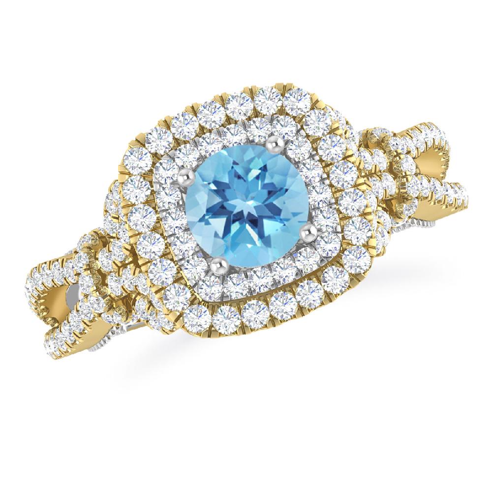 Yellow Gold - Blue Topaz