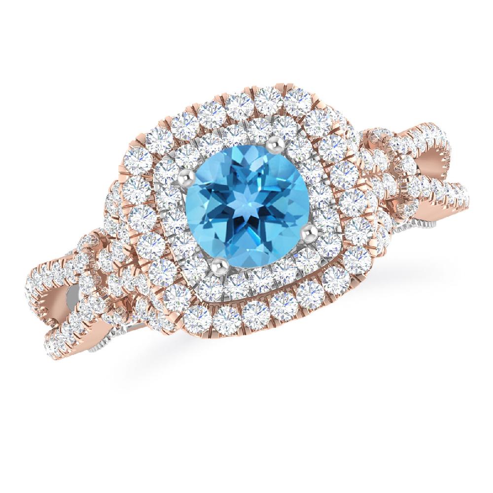 Rose Gold - Blue Topaz