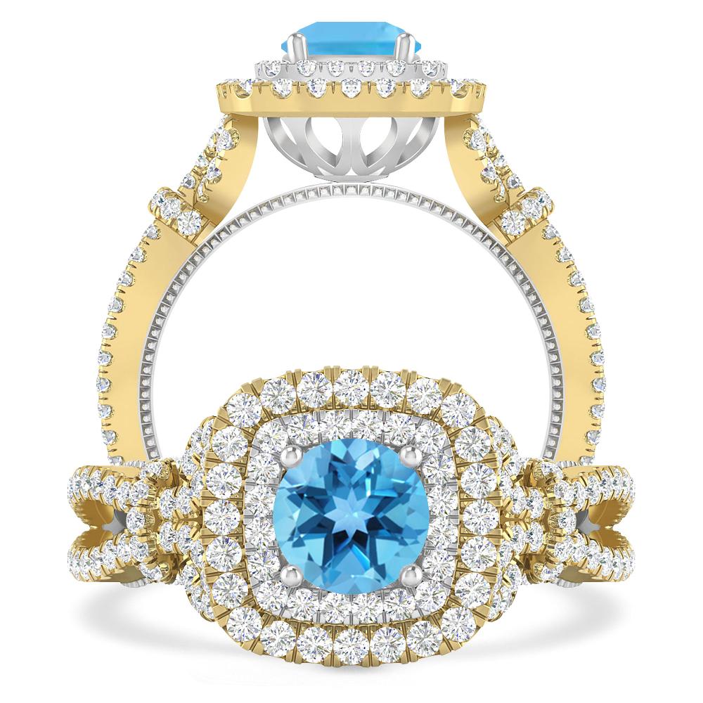 Yellow Gold - Blue Topaz