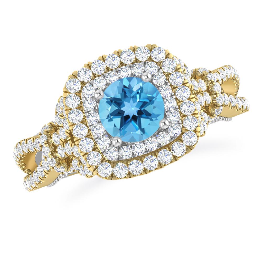 Yellow Gold - Blue Topaz