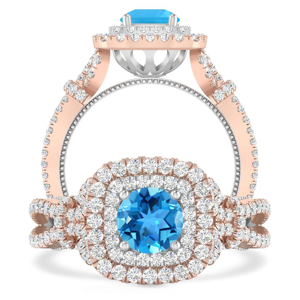 Rose Gold - Blue Topaz