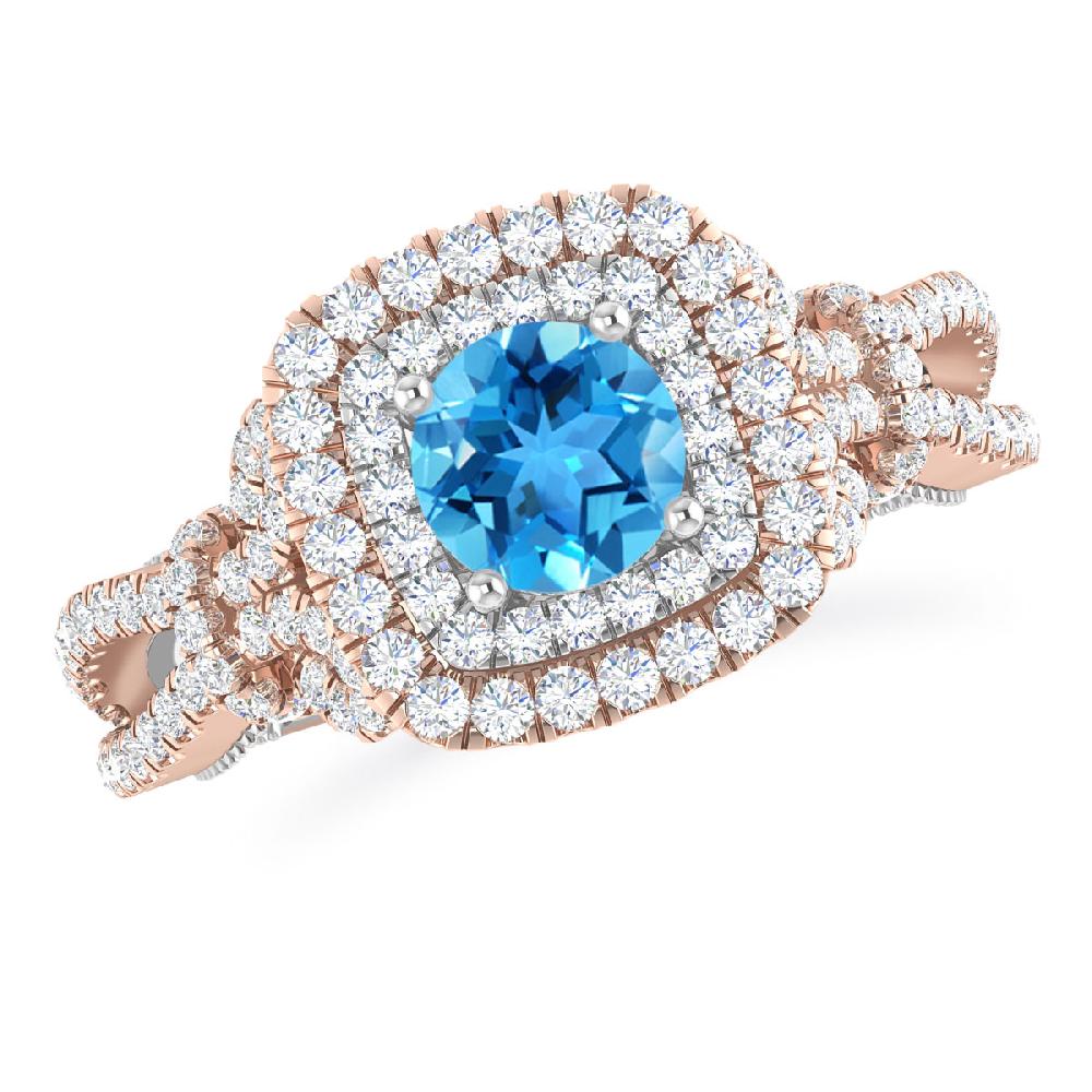 Rose Gold - Blue Topaz