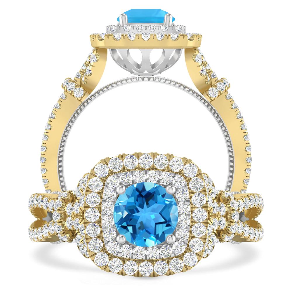 Yellow Gold - Blue Topaz