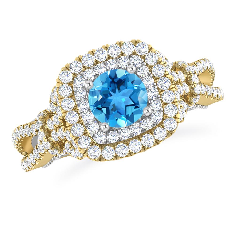 Yellow Gold - Blue Topaz