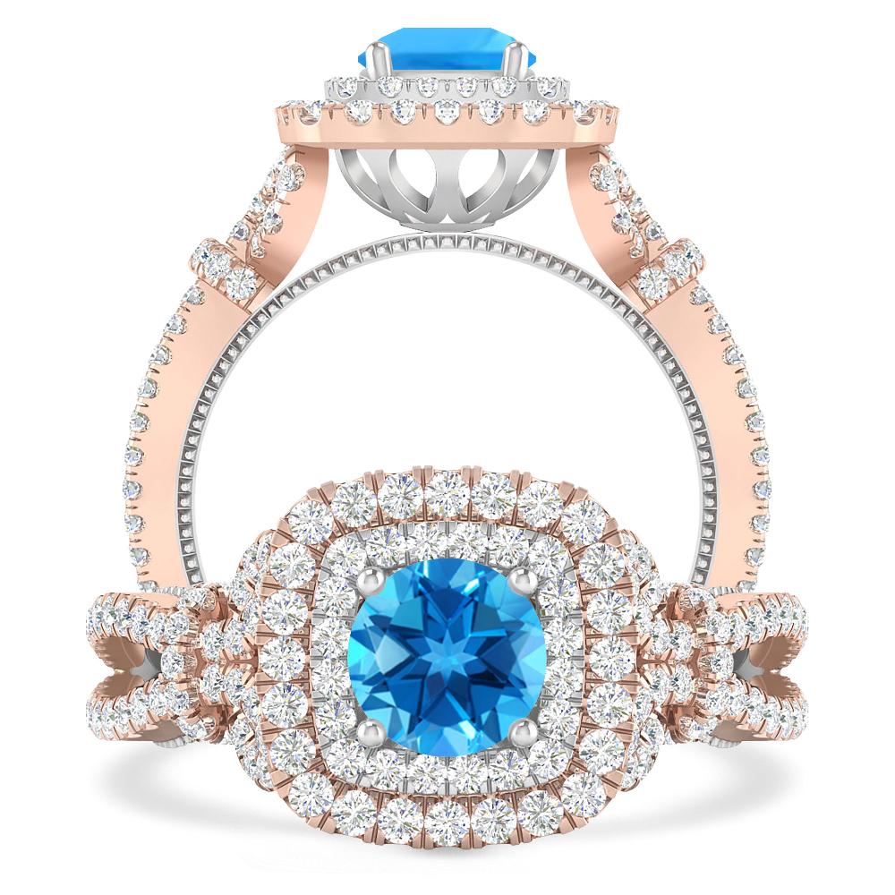 Rose Gold - Blue Topaz