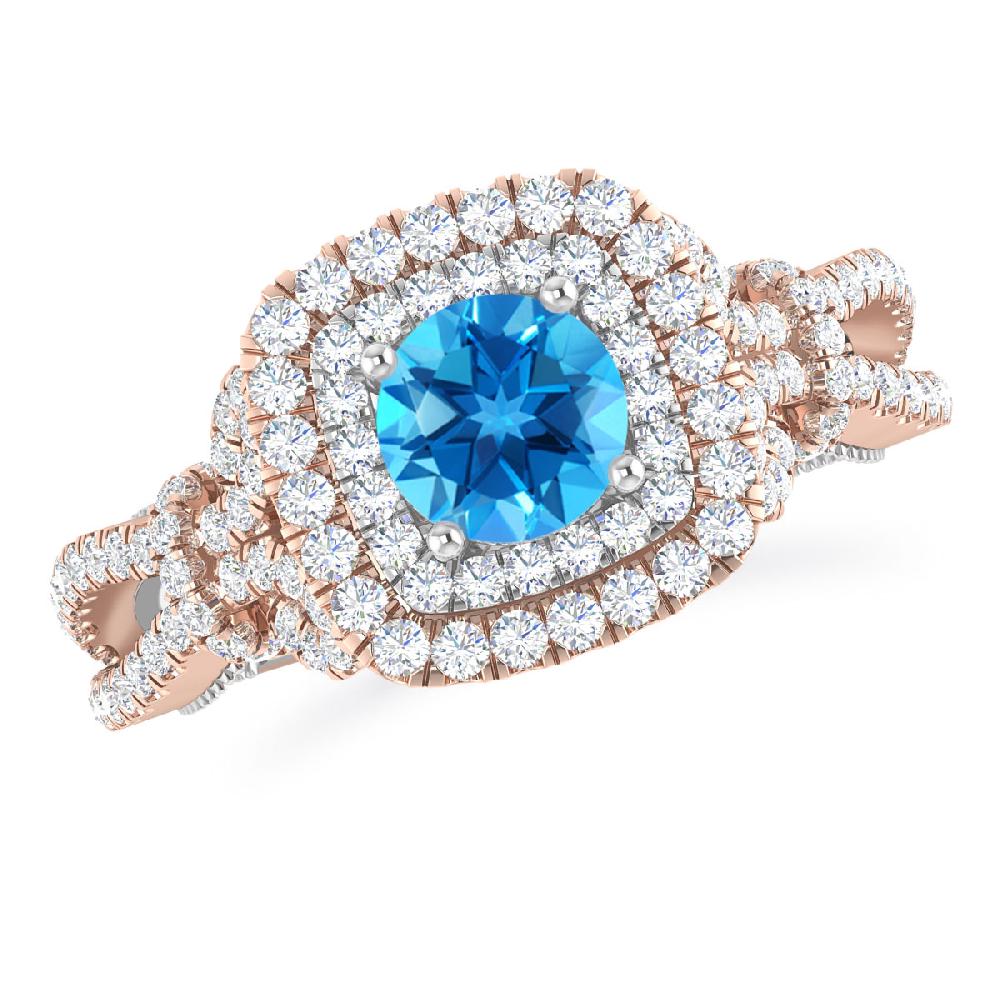 Rose Gold - Blue Topaz