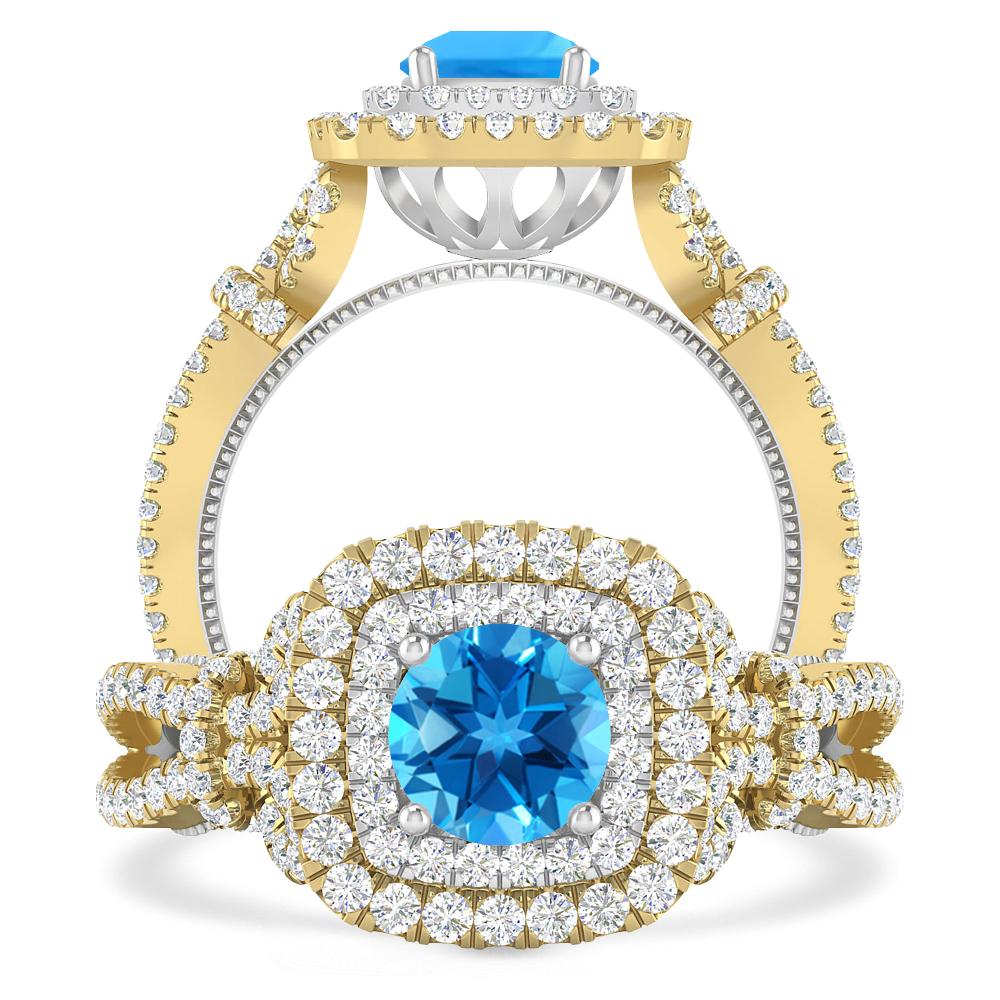 Yellow Gold - Blue Topaz