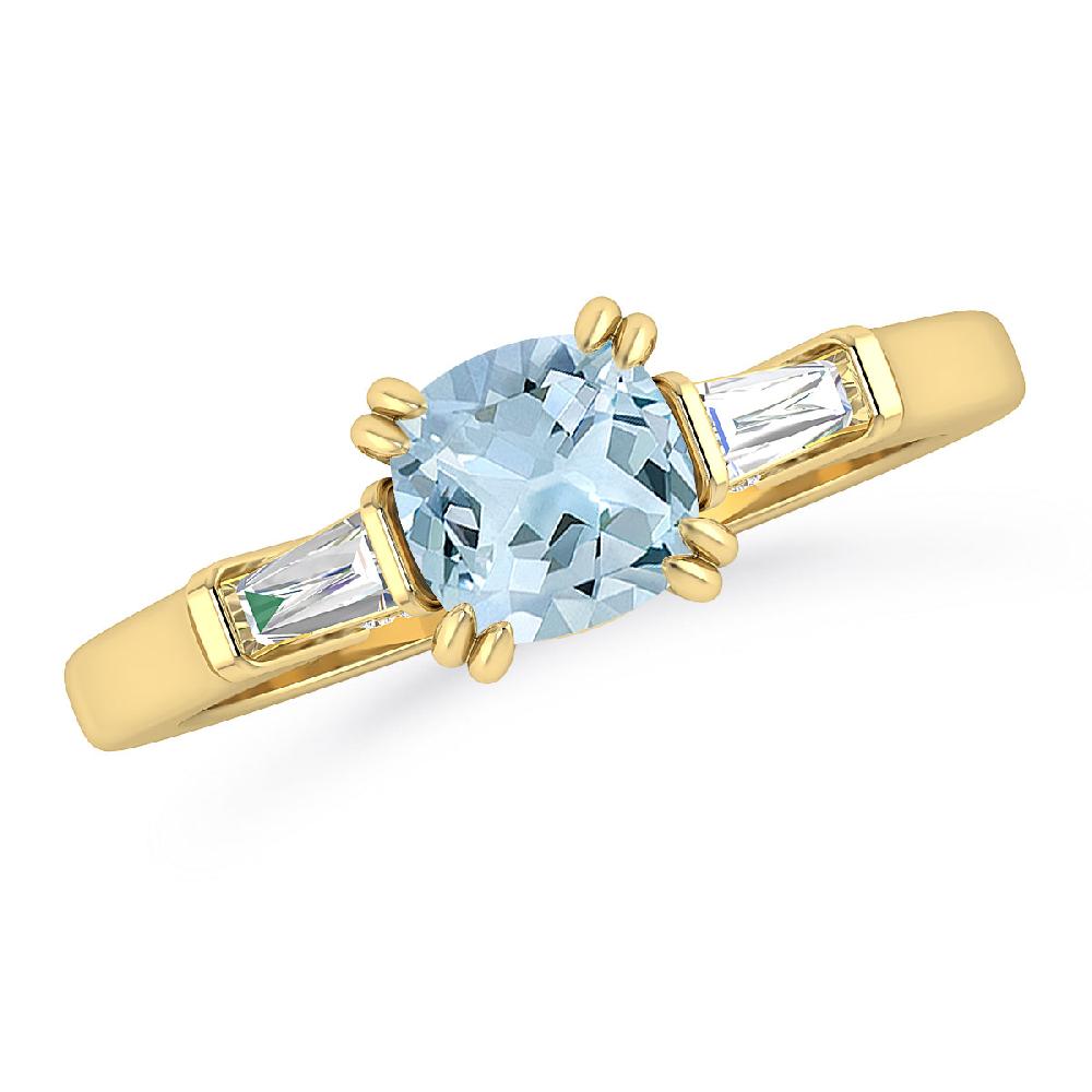 Yellow Gold - Aquamarine