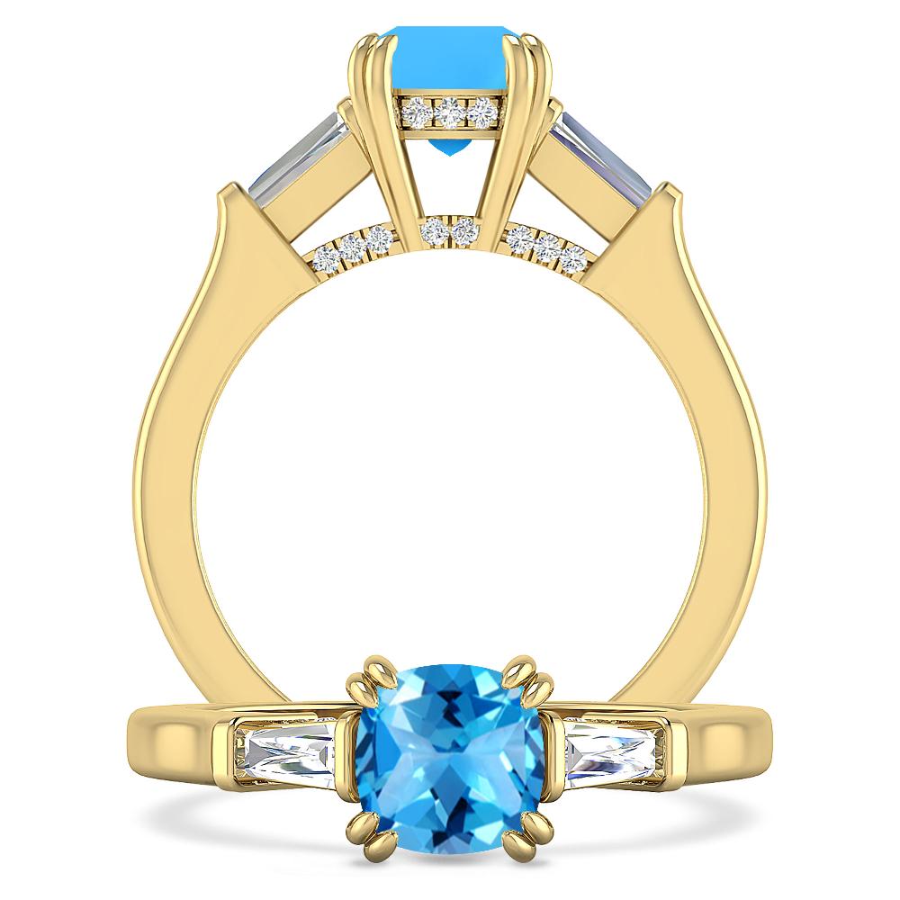 Yellow Gold - Blue Topaz