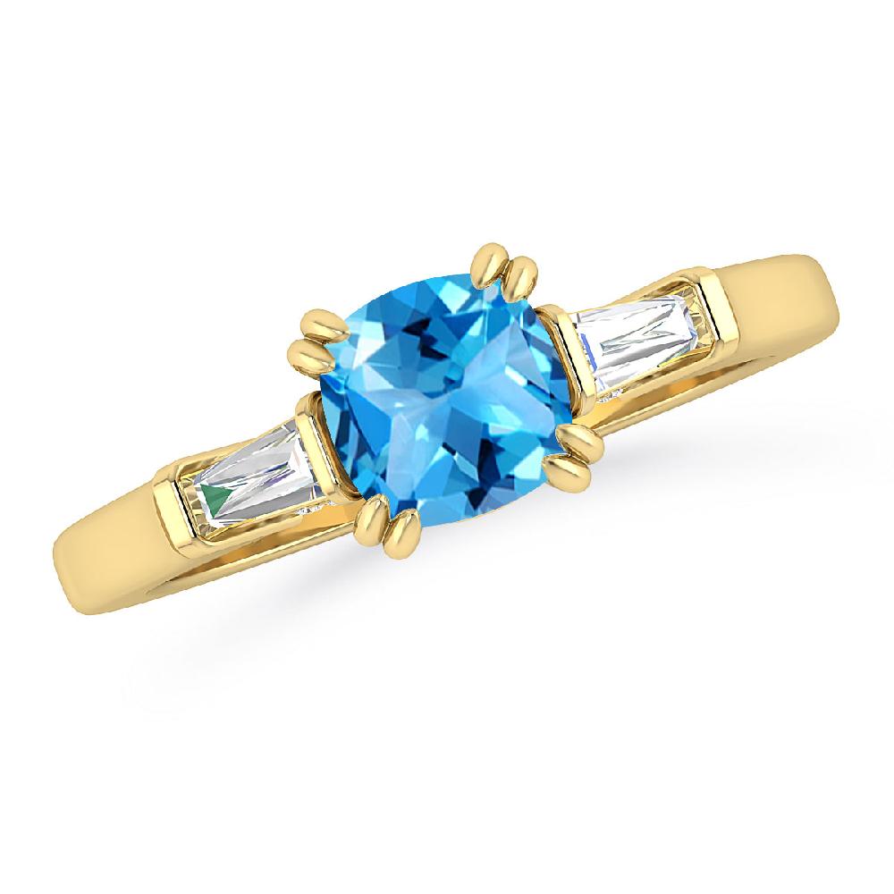 Yellow Gold - Blue Topaz