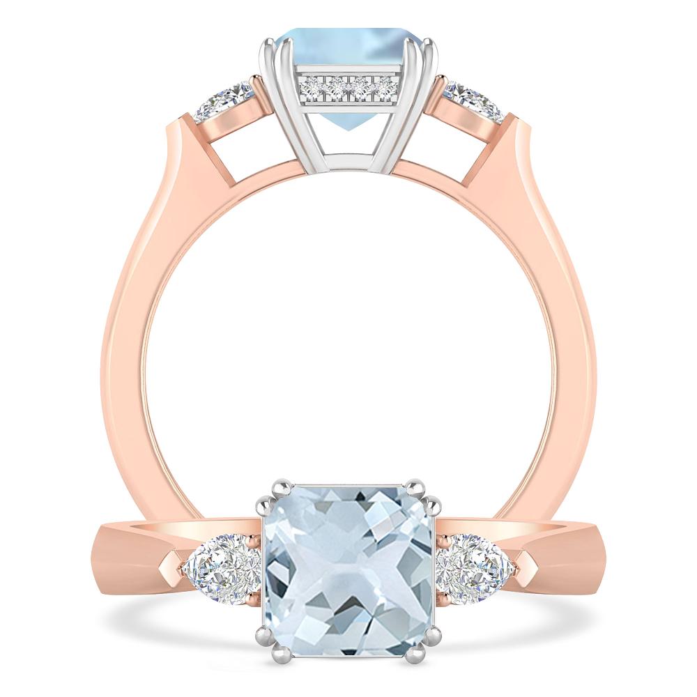 Rose Gold - Aquamarine