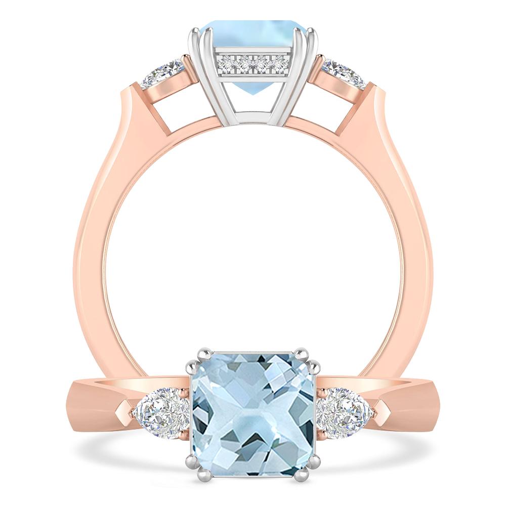 Rose Gold - Aquamarine