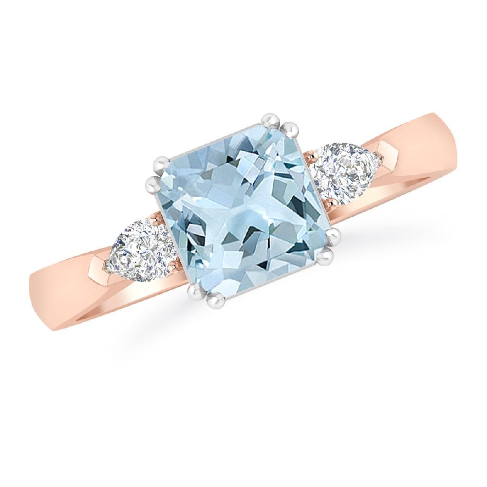 Rose Gold - Aquamarine