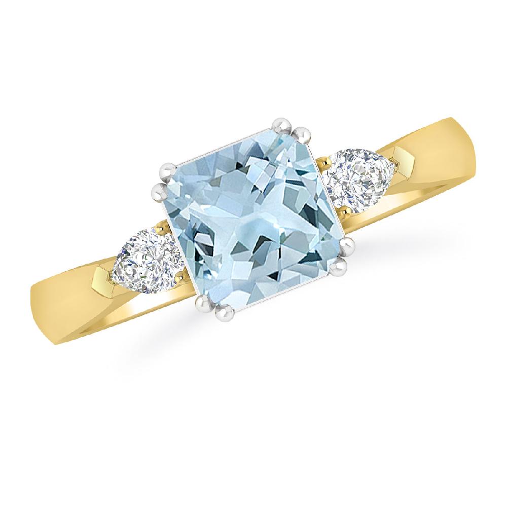 Yellow Gold - Aquamarine