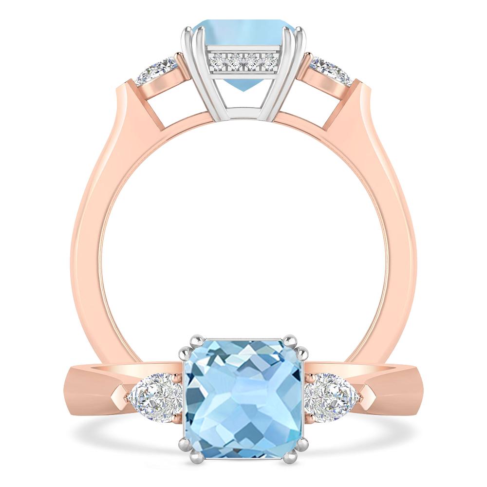 Rose Gold - Aquamarine