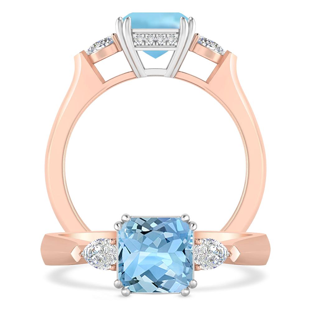 Rose Gold - Aquamarine