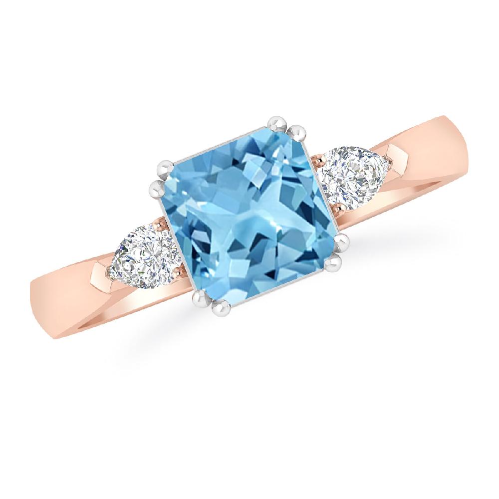 Rose Gold - Blue Topaz