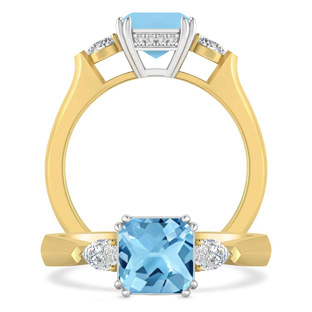 Yellow Gold - Blue Topaz