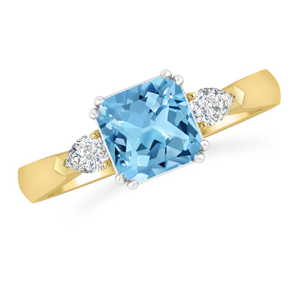 Yellow Gold - Blue Topaz