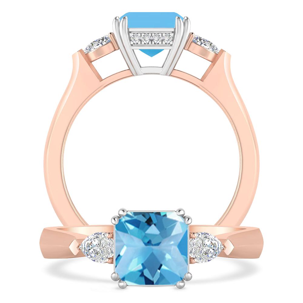 Rose Gold - Blue Topaz