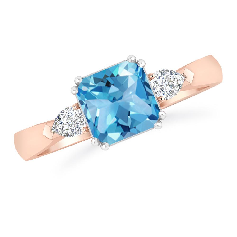 Rose Gold - Blue Topaz